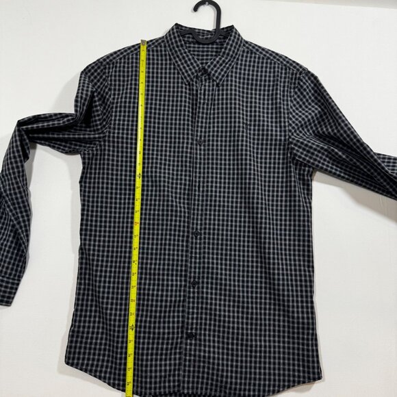 All Saints Murdo Long Sleeve Shirt M Grey Plaid Checkered Button Office Work - Picture 6 of 10